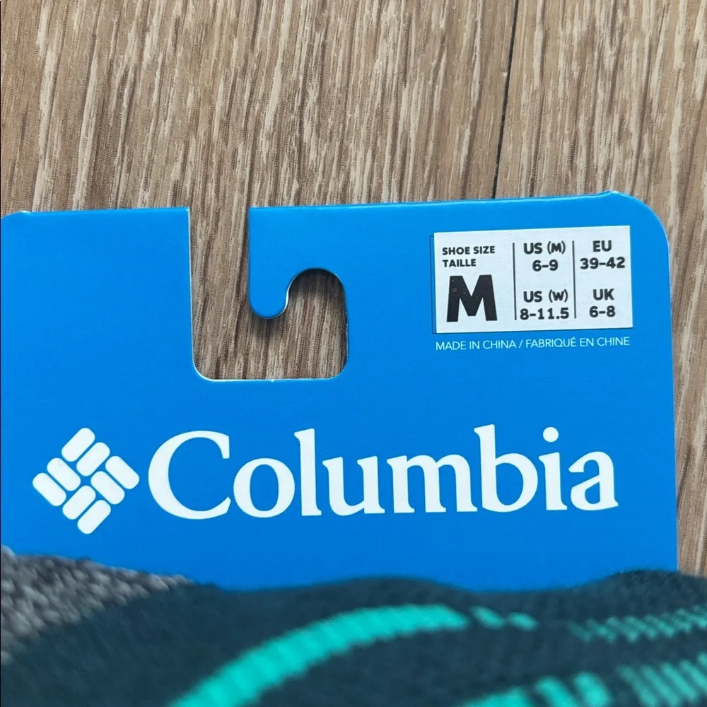 new! Columbia women’s over the calf ski socks, gray/teal, Medium